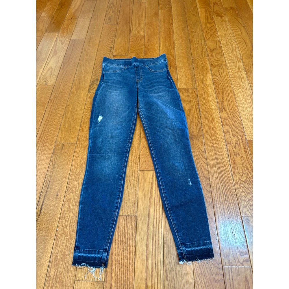 Spanx‎ Women's XS/TP Blue Distressed Fray Hem Pull On Jeggings Jeans